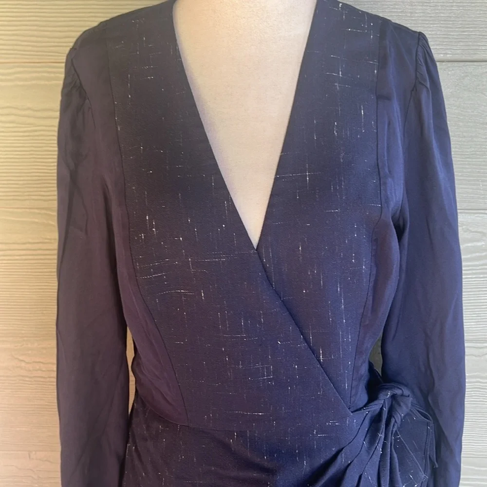 Rebecca Taylor Wool Blend Navy Cross Hatch Dress